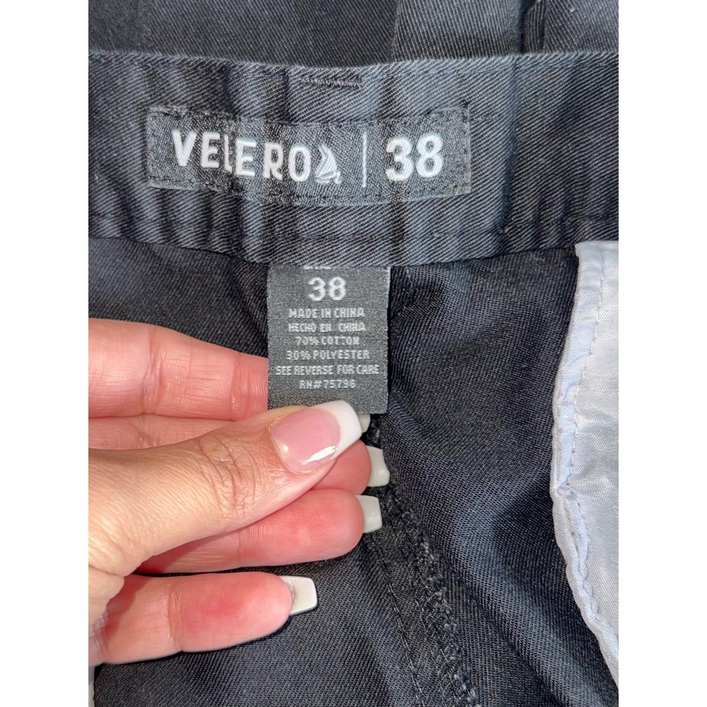 Velero Mens Black Flat Front Chino Shorts Size 38 Cotton Blend Casual Twill - Picture 2 of 5